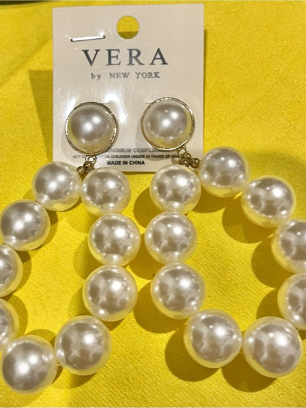 Vera Bradley Pearl Hoop Earrings in White